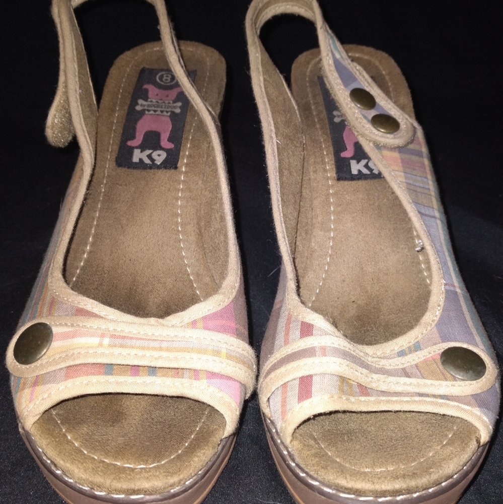Dress wedge open toe sandal heel, k9, sz 8